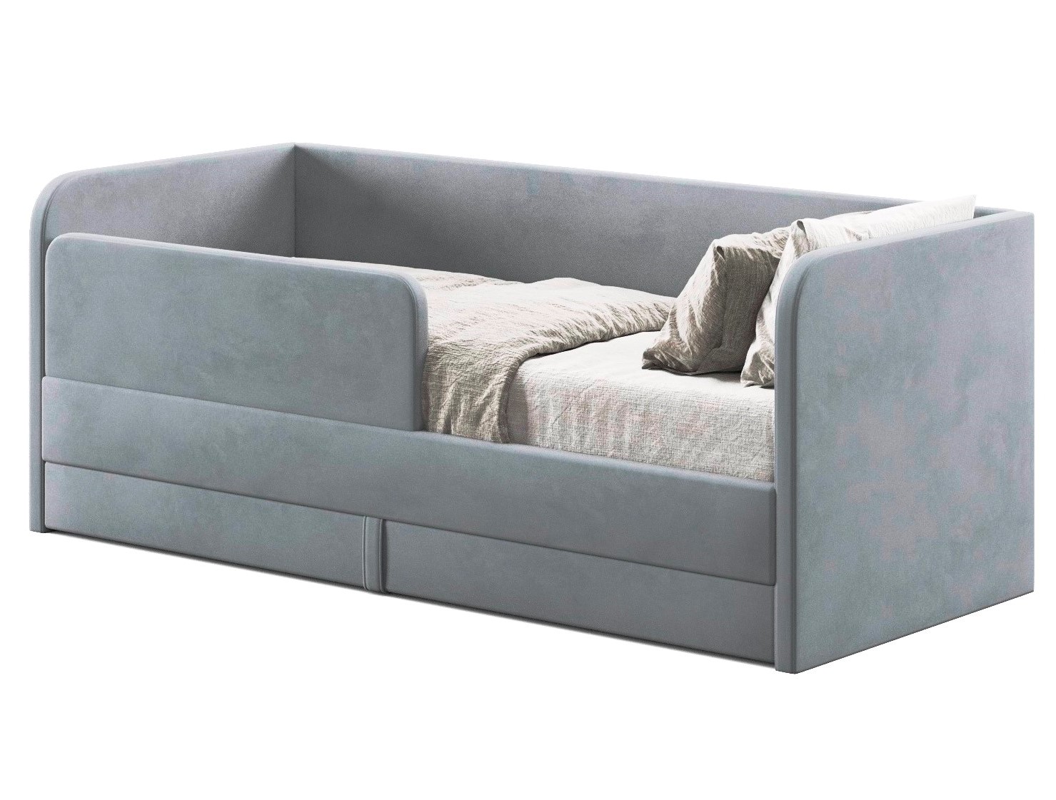 Мягкая кровать Nepos 200х90 (бортик универсальный). Велюр Velutto - 5 цветов в продаже!