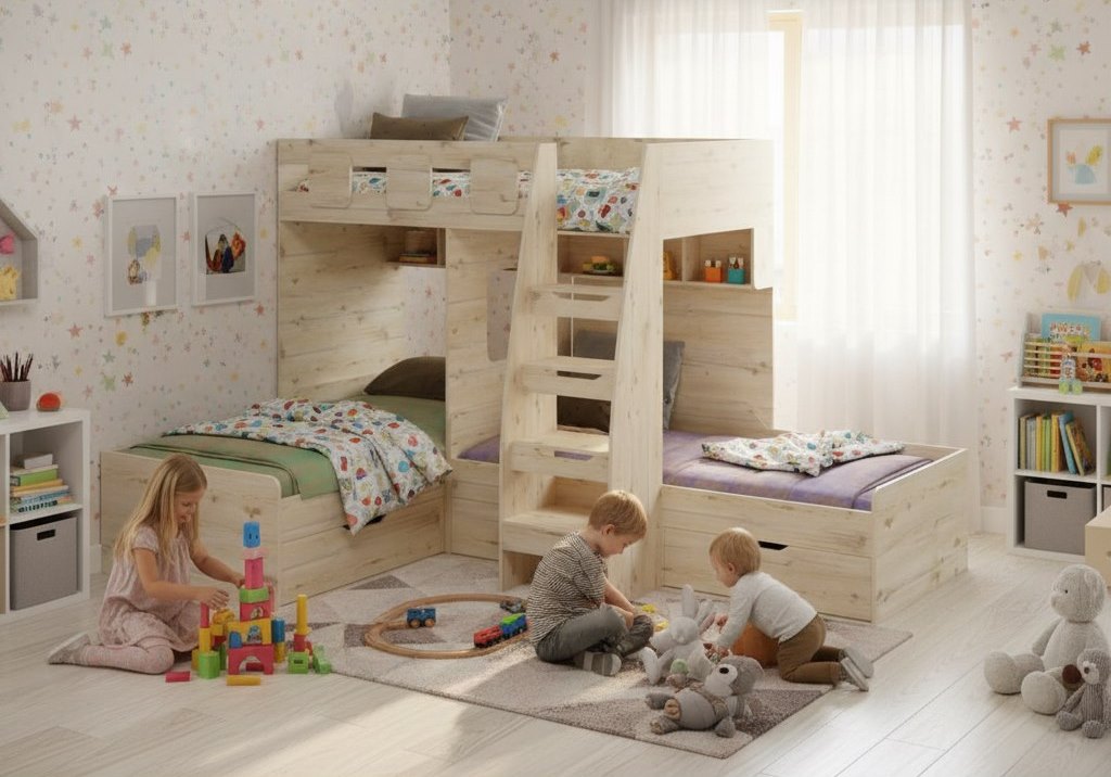 Кровать 3-х ярусная Династия (гаскон пайн) 