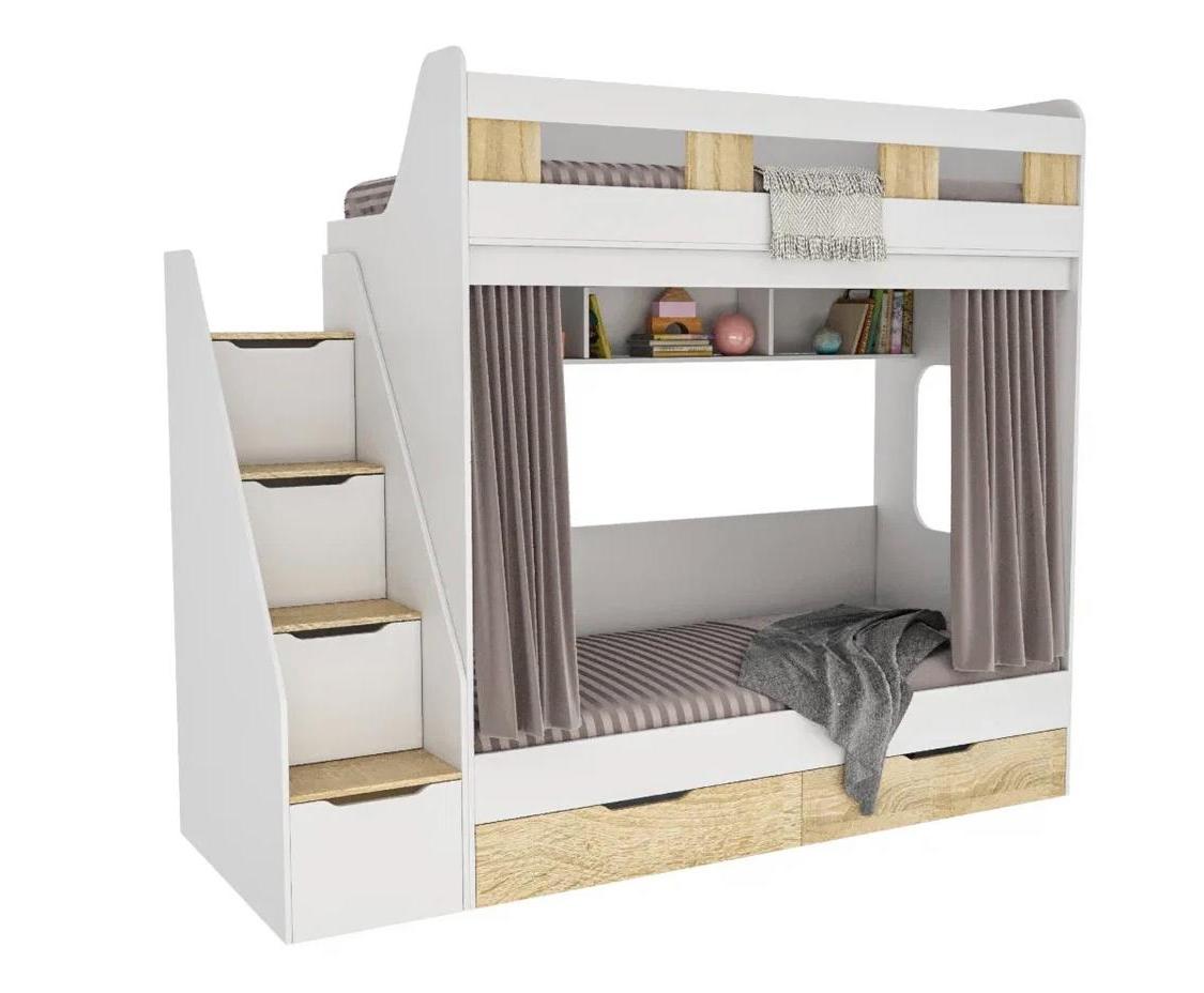 Двухъярусная кровать Твинс 190х90 (дуб сонома + белый)