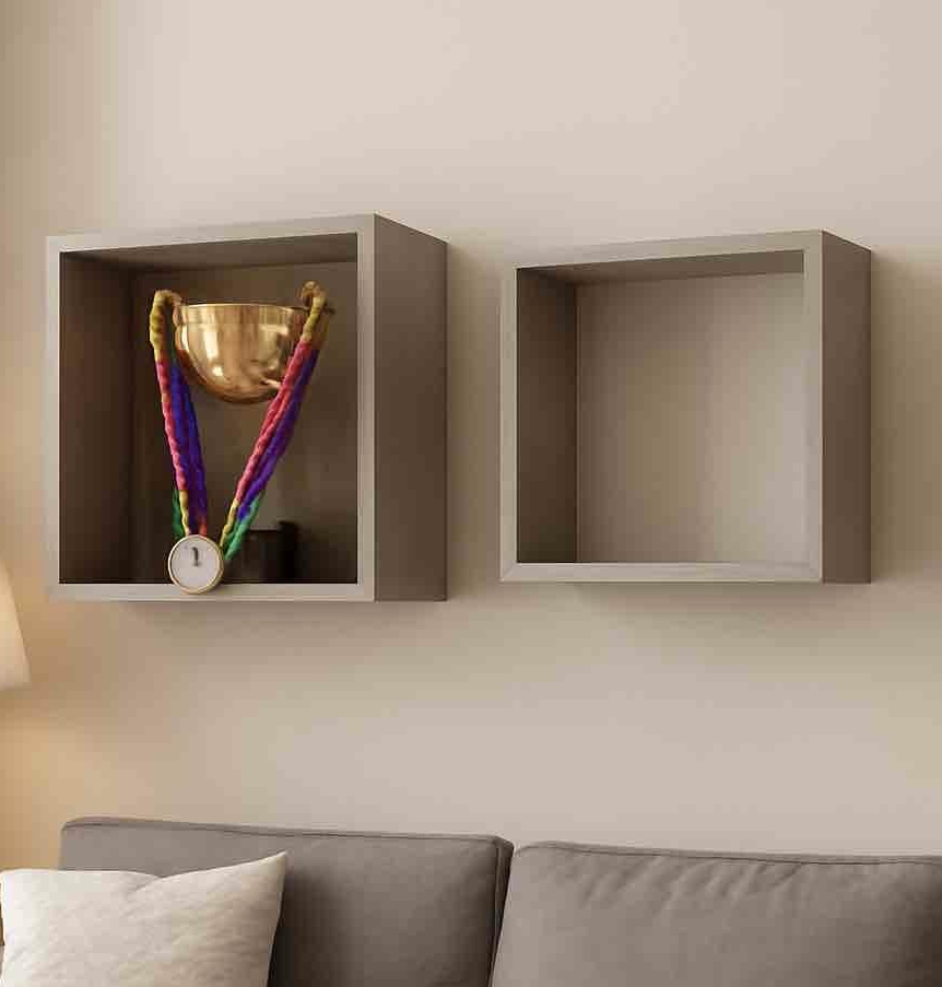 Комплект интерьерных полок Кубики (бетон пайн)