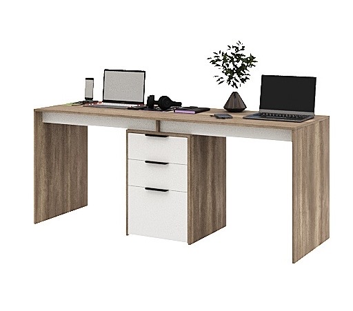 Стол Тандем 1800 мм (корпус дуб каньон + фасады белые)