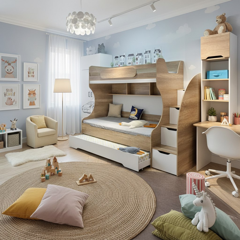 Кровать БИГ 120х200 (дуб каньон + белый)