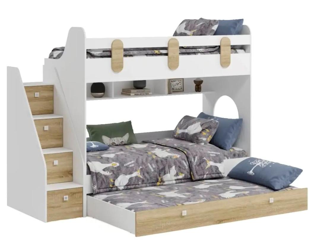 Кровать Фортуна-3 (корпус белый + фасады дуб сонома) 190*80