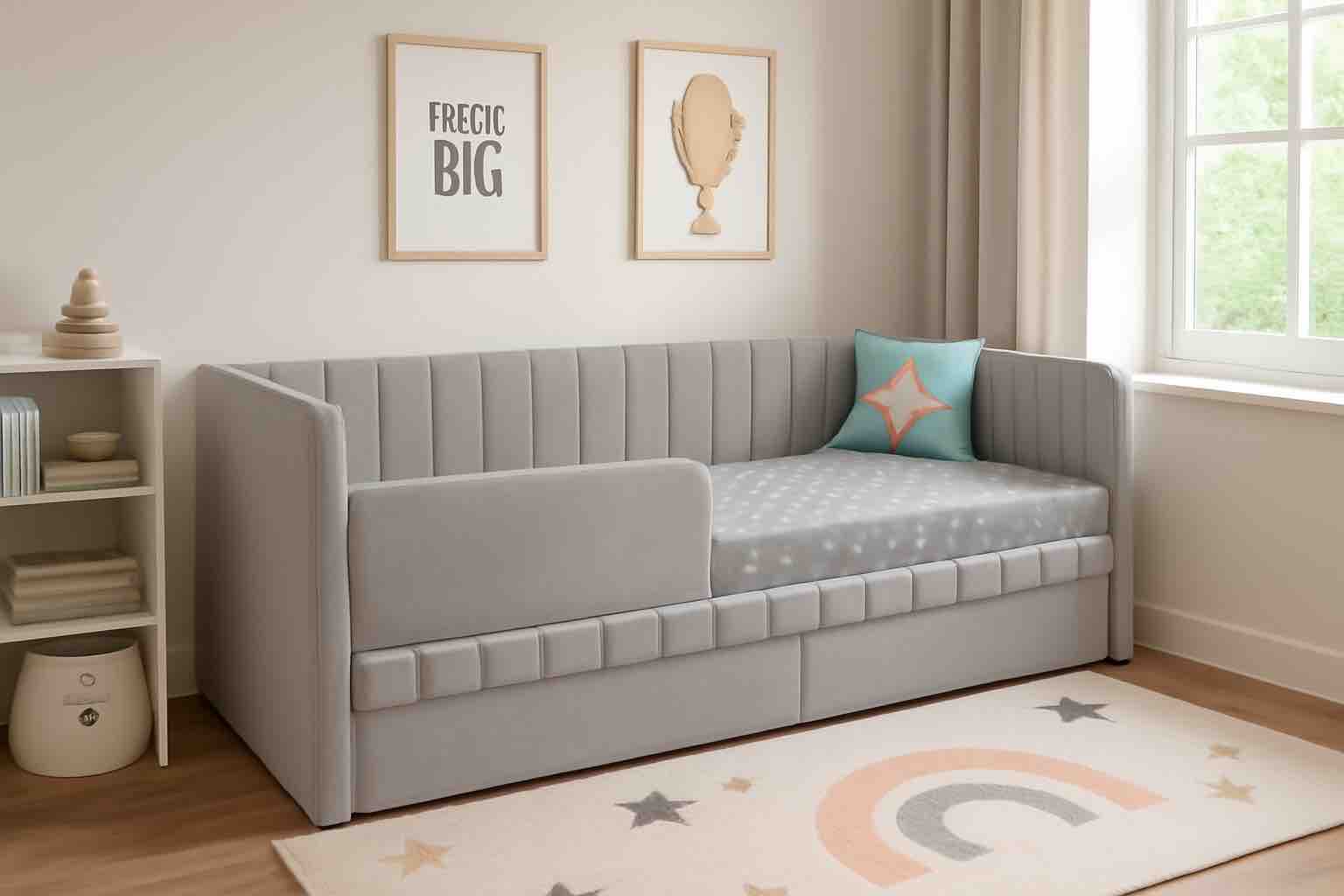 Кровать Слайт 190х80 (полоса с прямой спинкой). Велюр Teddy - 2 цвета в продаже!