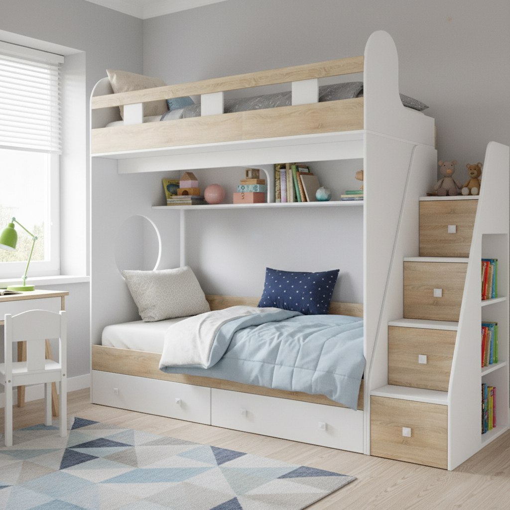 Двухъярусная кровать Юниор-1 (цвета и размеры разные)