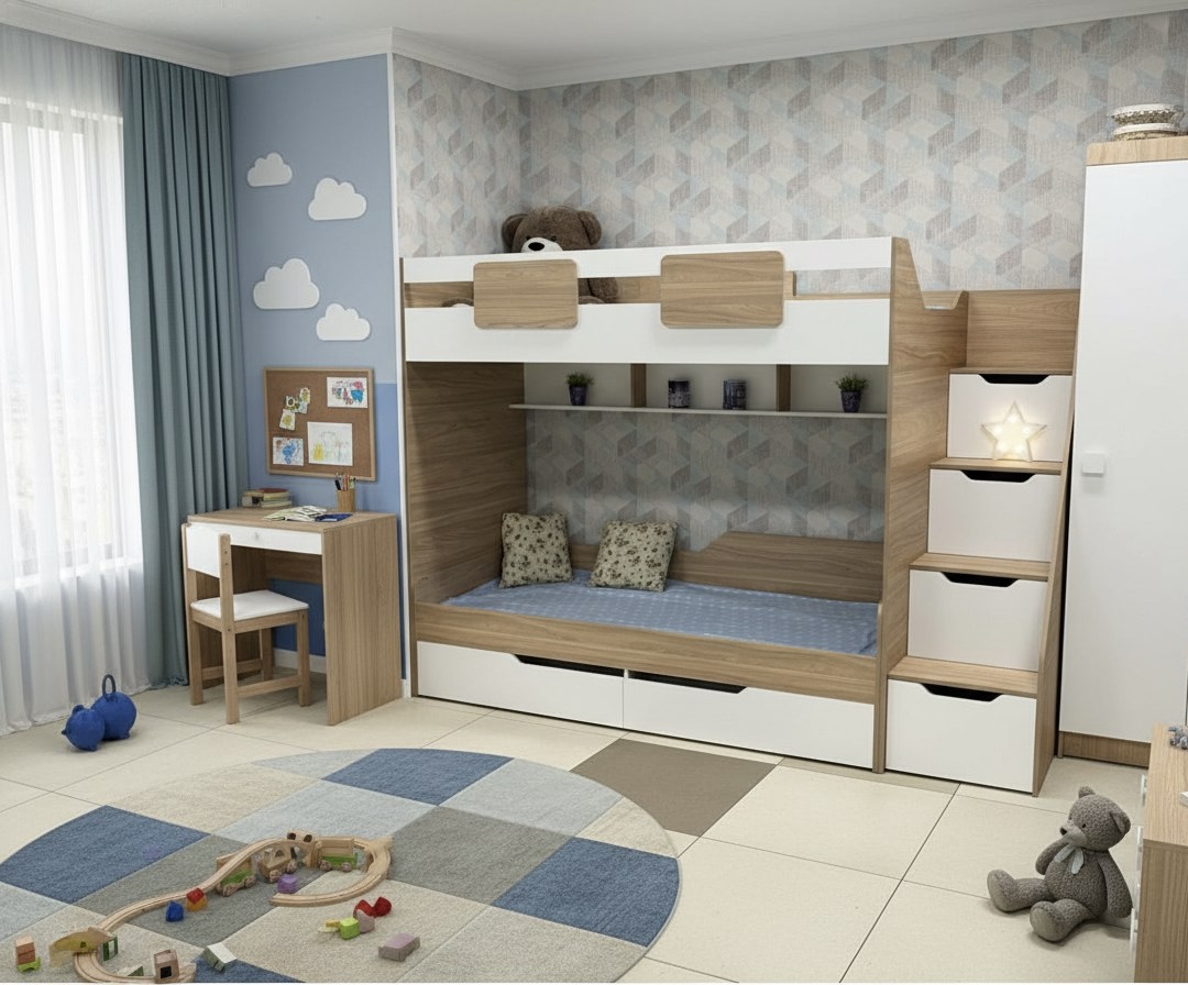 Кровать двухъярусная коллекции Мозаика 190х90