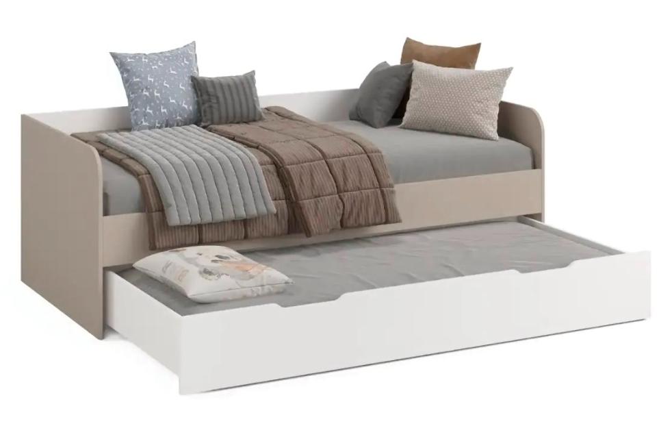 Кровать Дабл 190х90 с доп. спальным местом 180х80 (велюр + белый)