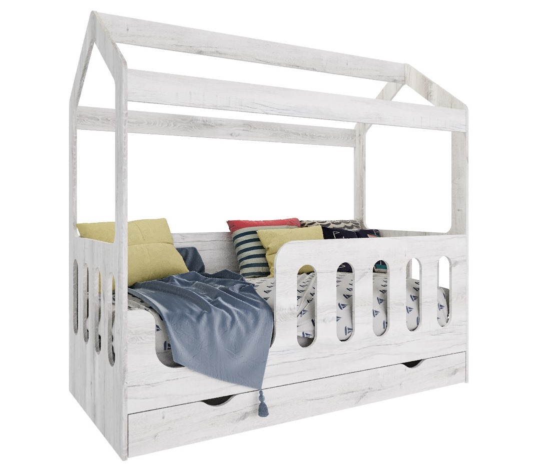 Кровать Теремок 160х80 (дуб шавиниган) с ящиком