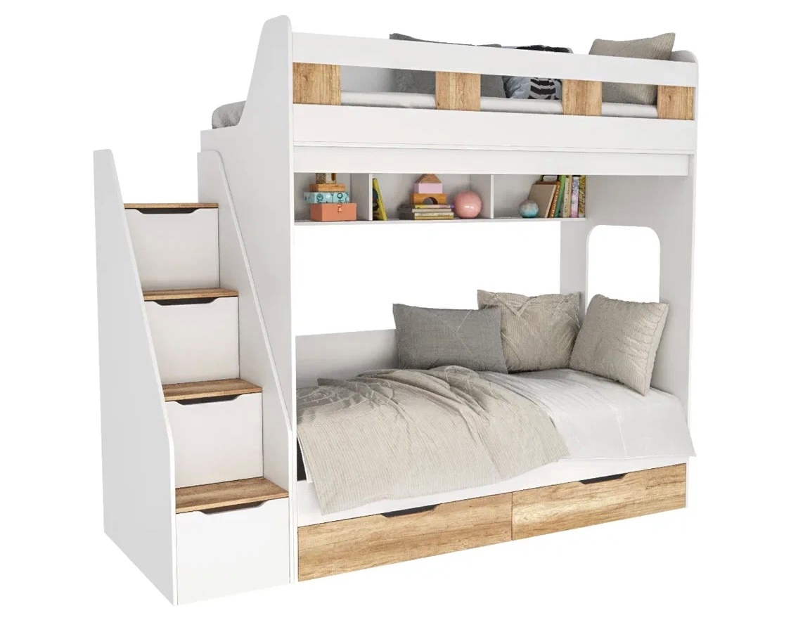 Двухъярусная кровать Твинс 190х90 (дуб каньон + белый)