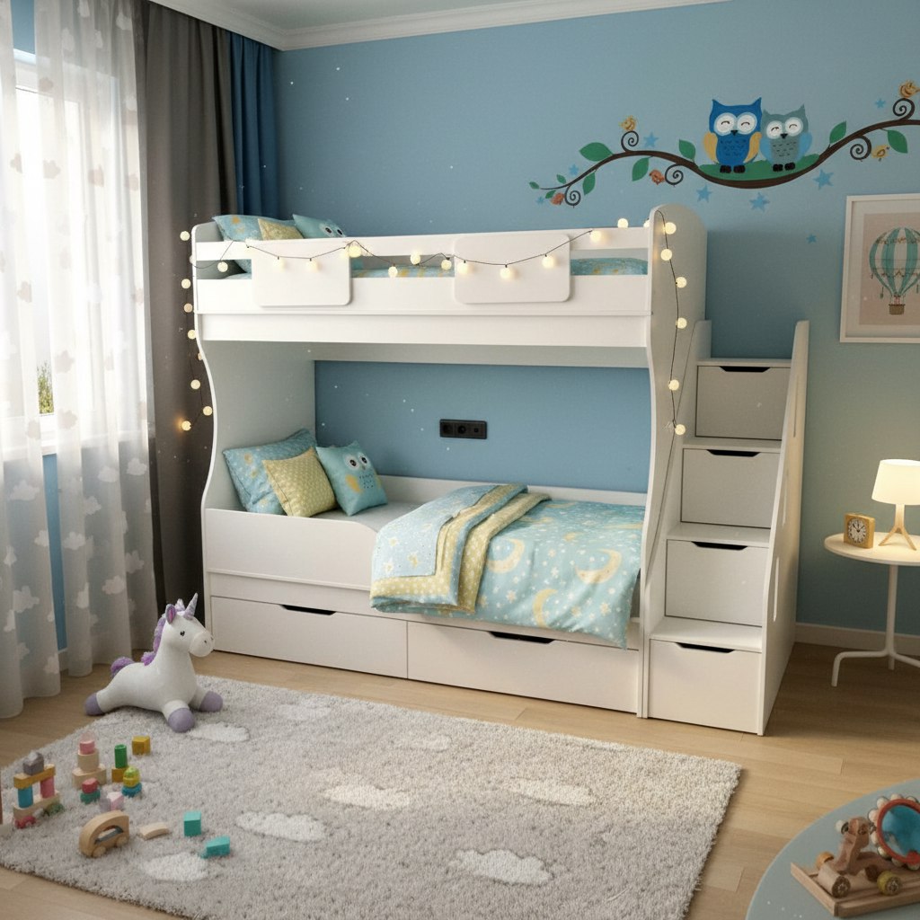 Двухъярусная кровать Альфа Мини 160х80 с бортиком