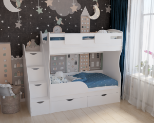 Двухъярусная кровать Альфа Мини 160х80 с бортиком