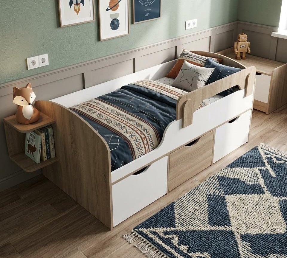 Кровать Малыш 160х80  (дуб сонома + белый)