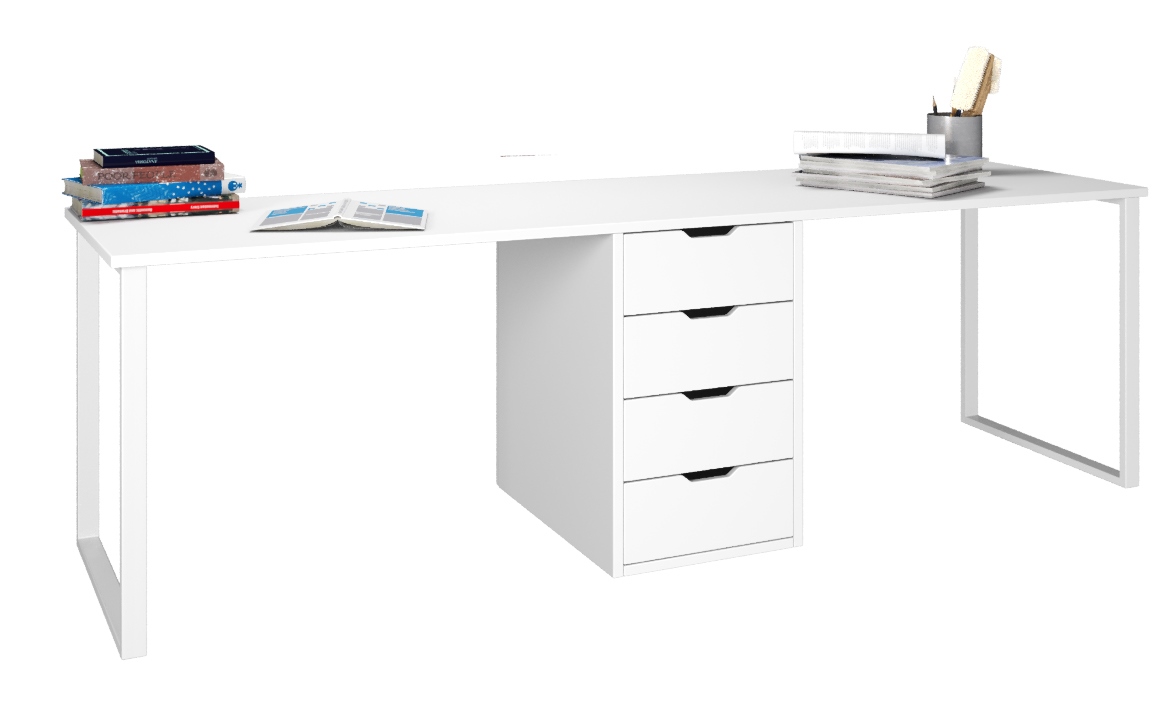 Стол Дуэт 2400 мм (белый + опоры белые)