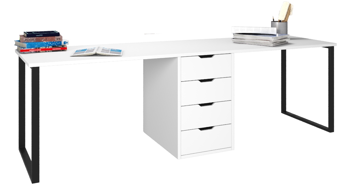 Стол Дуэт 2400 мм (белый + опоры черные)