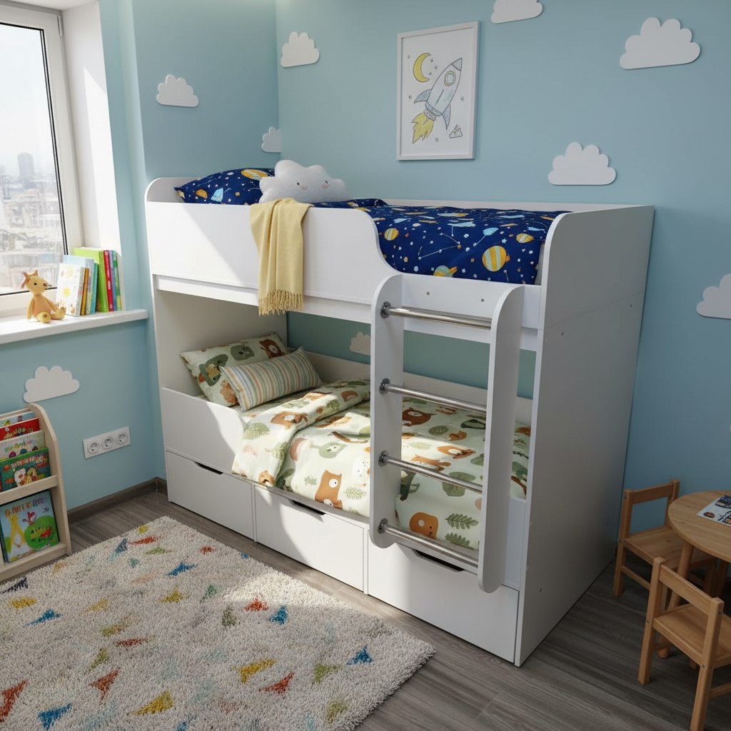 Двухъярусная кровать Малыши Двойняшки 180х80 (цвета разные)