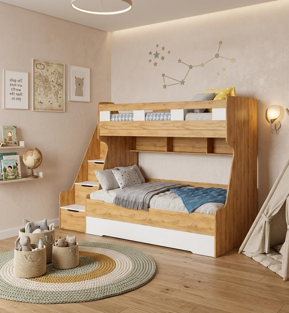 Кровать РУМ 120х200 (корпус дуб золотистый + фасады белые)