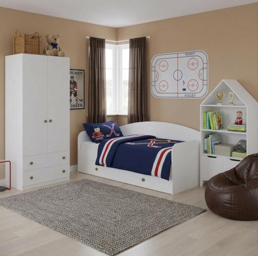 Комплект коллекции Умка: кровать 190х90 + шкаф + стеллаж-домик 