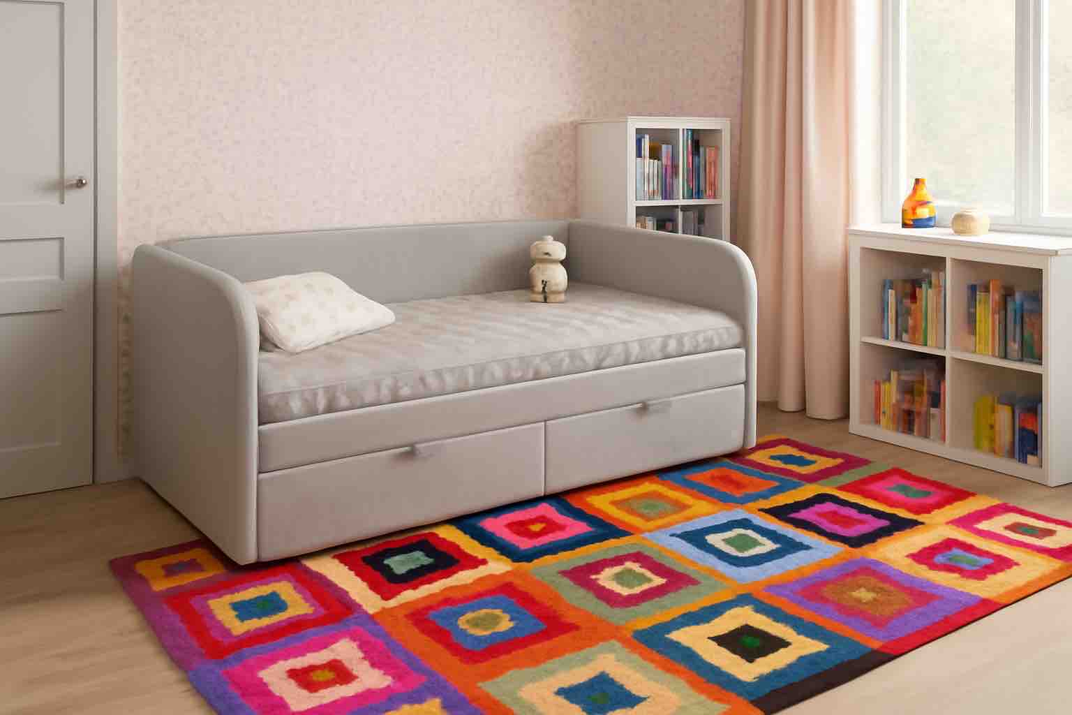 Мягкая кровать Слайт Классика 190х80. Велюр Teddy 313 (серый)