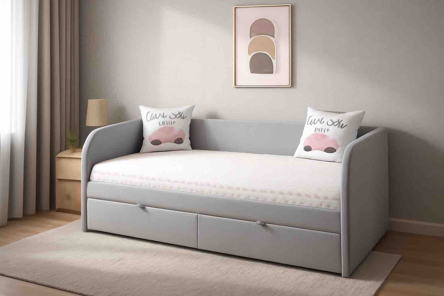 Мягкая кровать Слайт Классика 190х90. Велюр Teddy 313 (серый)