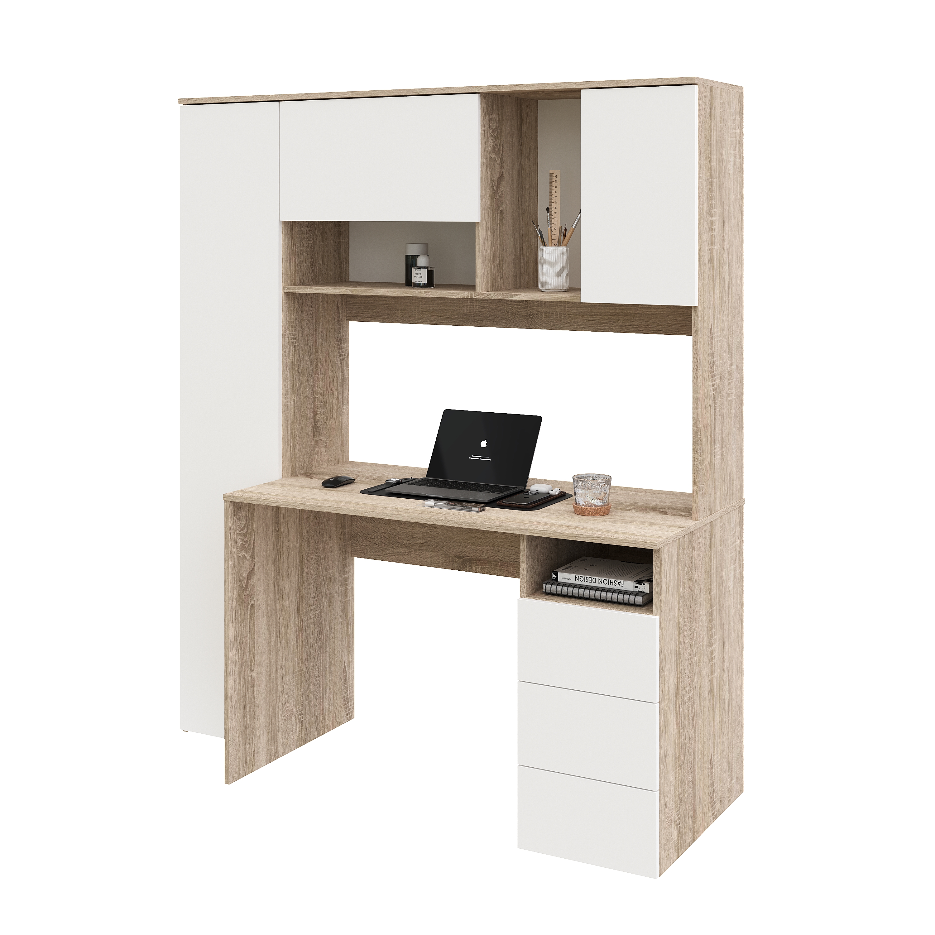 Стол Кабинет 1550 мм (корпус дуб сонома + фасады белые). Левый/правый