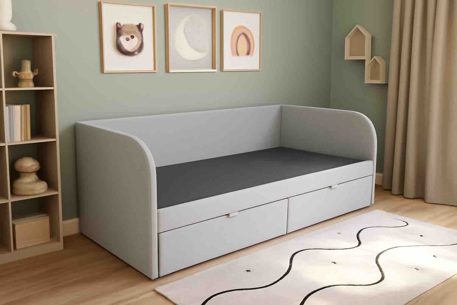 Кровать Слайт Классика 200х90. Велюр Teddy 313 (серый)