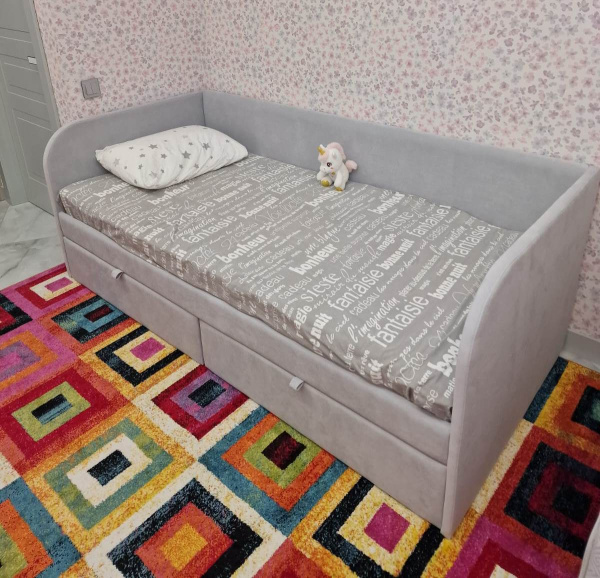 Кровать Слайт Классика 200х90. Велюр Teddy 313 (серый)