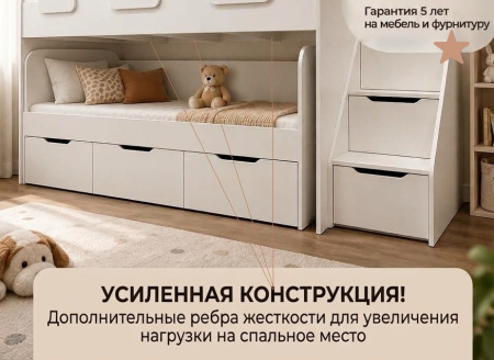 Кровать 2-х ярусная ДРИМ (дуб сонома+белый) + съемный бортик от Династия Kids