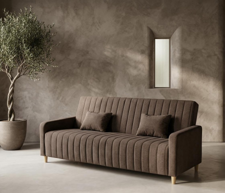 Диван раскладной Сэнд 120х190 с ящиком (велюр Олива)