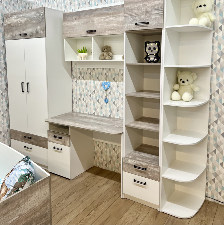 Приставка-стеллаж угловая (цвет: белый) от Династия Kids