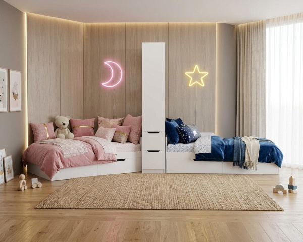 Кровать угловая 190х90 (цвет белый). Правая/левая от Династия Kids