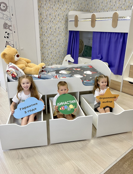 Кровать Малыш правая/левая (цвет:белый) от Династия Kids