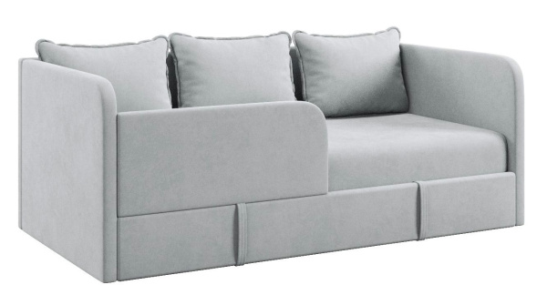 Диван-кровать Кэви 165х75 (правый бортик). Велюр Velutto 51 (серый)