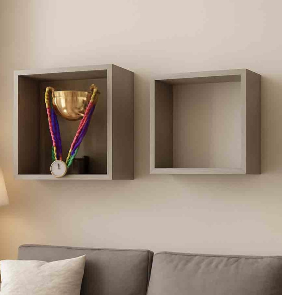 Комплект интерьерных полок Кубики (бетон пайн)