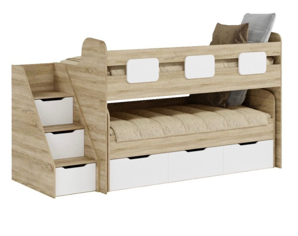 Кровать 2-х ярусная Городок (цвета разные). Правая/левая