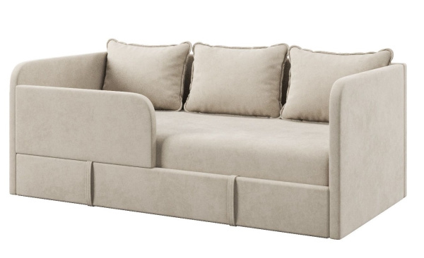 Диван-кровать Кэви 165х75 (левый бортик). Велюр Velutto 16 (бежевый)