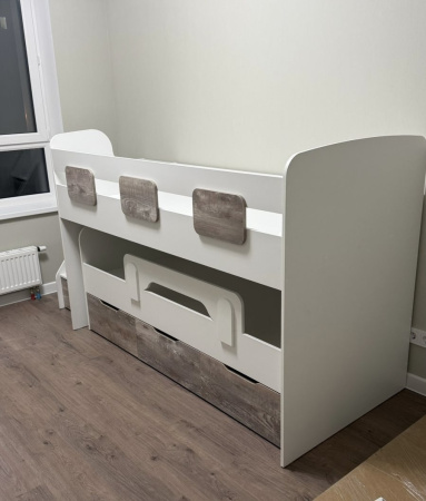 Двухъярусная кровать Городок (цвет белый). Правая/левая от Династия Kids