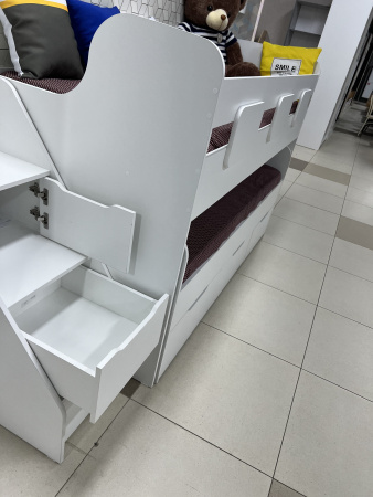 Двухъярусная кровать Городок (цвет белый). Правая/левая от Династия Kids