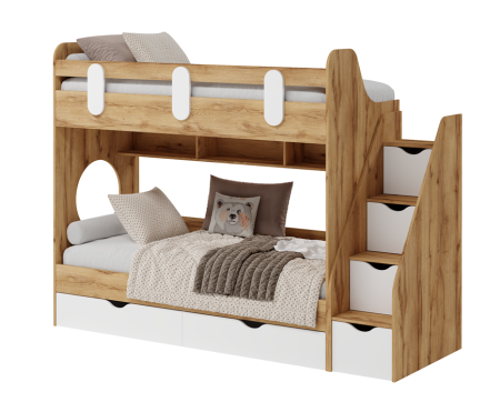 Двухъярусная кровать Фортуна (размеры и цвета разные) от Династия Kids