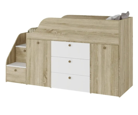 Кровать-чердак Хэппи-2 (цвет белый) 180х80 от Династия Kids