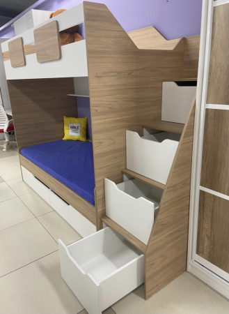 НАБОР: кровать-чердак Мозаика + Стол Мозаика + Тумба от Династия Kids