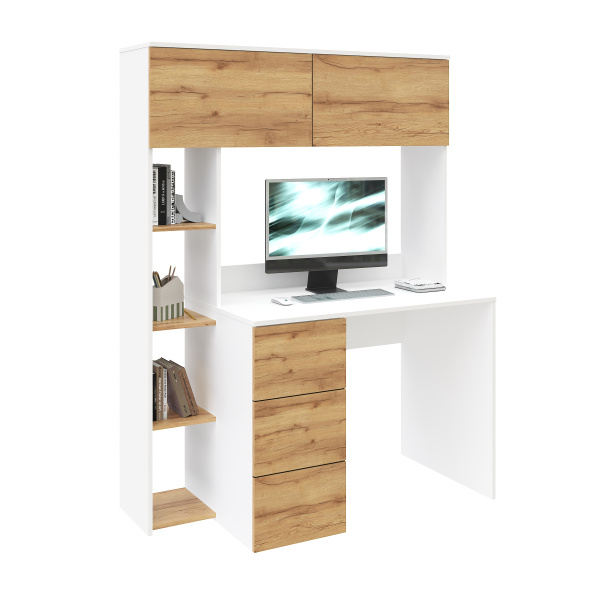 Стол Ритм 1250 мм (корпус белый + фасады дуб золотистый). Левый/правый 