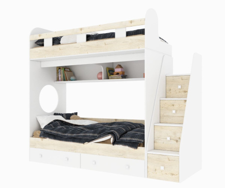 Двухъярусная кровать Юниор-1 (цвет белый) 160х80 от Династия Kids