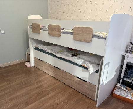 Двухъярусная кровать Городок (цвет белый). Правая/левая от Династия Kids