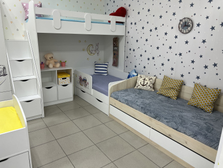 Кровать Джуни 190х80 с ящиками (гаскон пайн+белый)