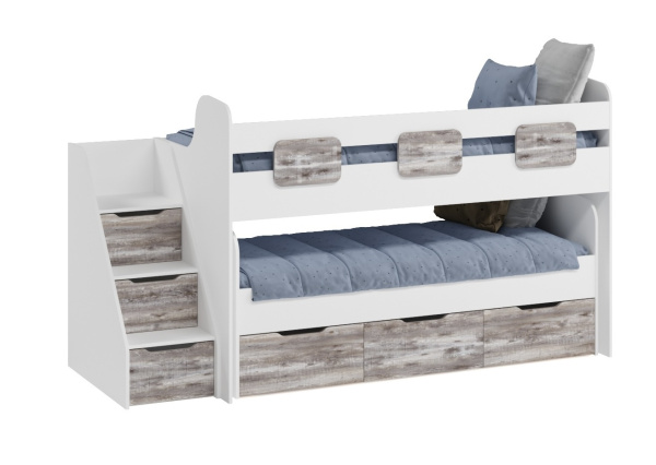 Кровать двухъярусная 190х90 Городок (бетон пайн + белый) от Династия Kids