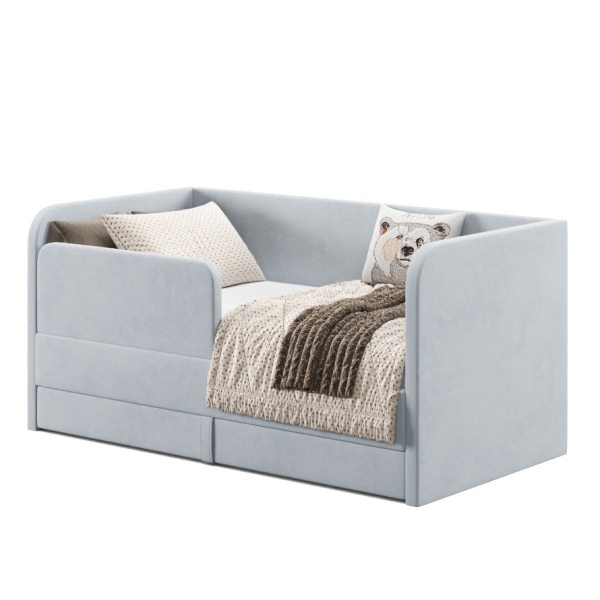 Мягкая кровать Nepos 160х80 (универсальный бортик). Велюр Velutto - 3 цвета в продаже!