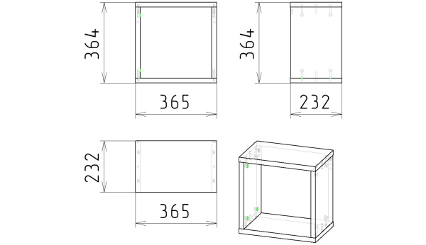 Полка настенная 22 мм Куб-1 (цвет белый) ширина 365 мм от Династия Kids