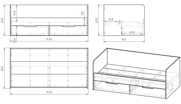 Кровать Малютка-3 (дуб шавиниган) 160х80 от Династия Kids