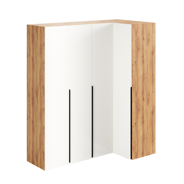 Шкаф распашной + шкаф угловой + пенал коллекции Брайт Золотистый