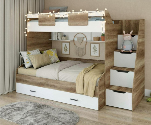 Кровать-чердак Лайт Лофт + кровать Твой Стиль 120х200